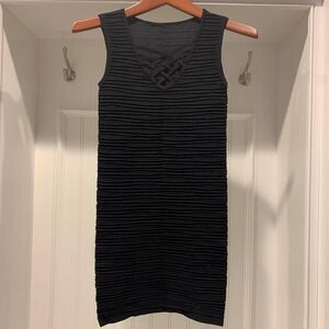 Black bodycon stretchy ribbed dress